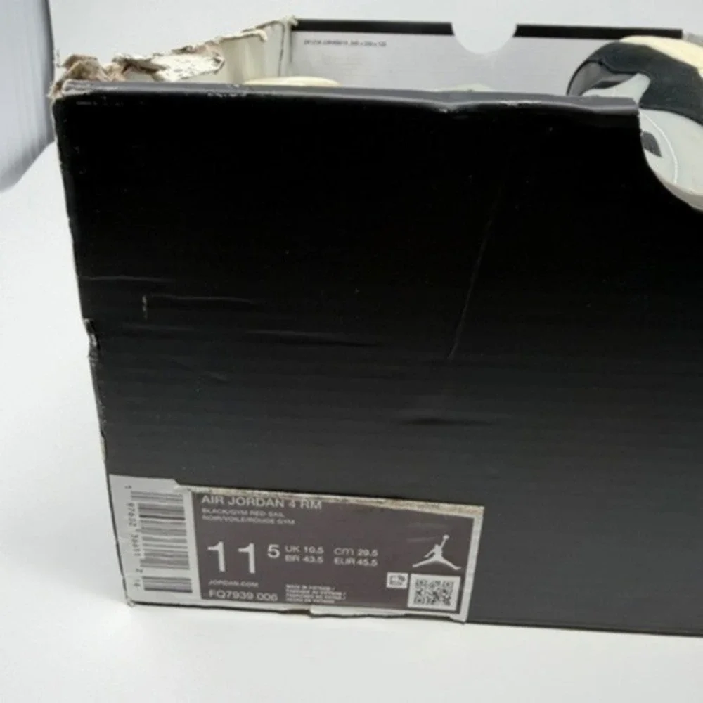 Air Jordan 4 RM Black/Gym Red/Sail/Coconut Sneakers Mens 11.5 - NWT FQ7939 006‎